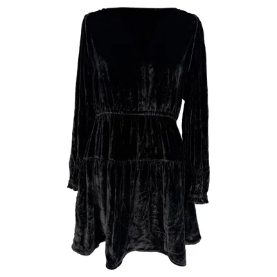 Pre-owned Ulla Johnson Audrey Tiered Mini Dress In Black Velvet