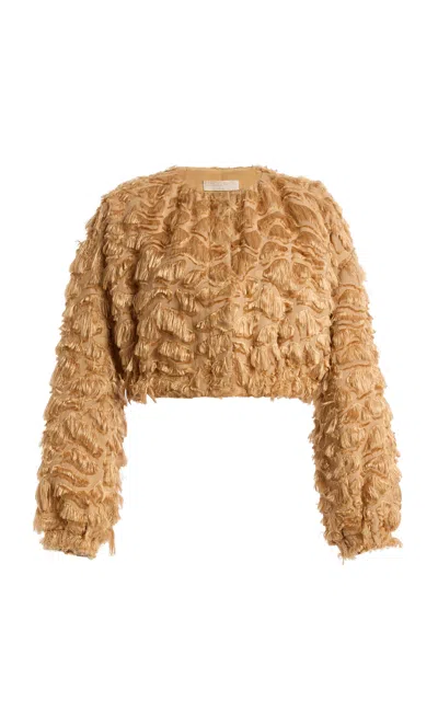 Ulla Johnson Augusta Cotton-blend Cropped Jacket In Brown