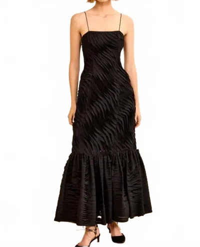 Ulla Johnson Augustina Trumpet Midi Dress In Noir In Black