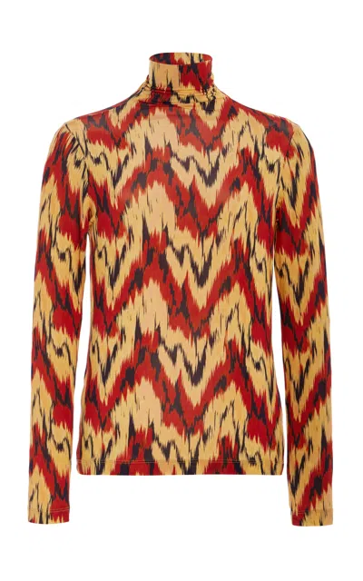 Ulla Johnson Aurelia Geometric Turtleneck Top In Multi