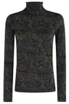 Ulla Johnson Aurelia Printed Stretch-jersey Turtleneck Top In Black