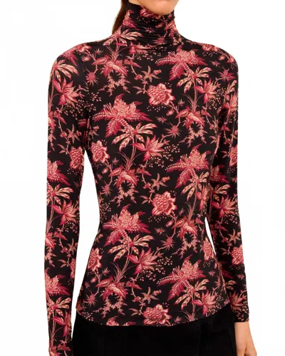 Ulla Johnson Aurelia Jersey Long Sleeve Turtleneck Top In Midnight Lily In Black