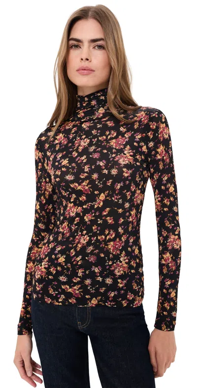 Ulla Johnson Aurelia Long Sleeve Jersey Top Noir Floral