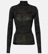 Ulla Johnson Aurelia Printed Jersey Turtleneck Top In Multi