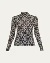 Ulla Johnson Aurelia Printed Turtleneck Pullover In Obsidian