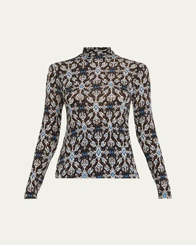 Ulla Johnson Aurelia Printed Turtleneck Pullover In Obsidian