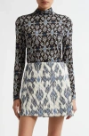 Ulla Johnson Aurelia Printed Turtleneck Pullover In Obsidian