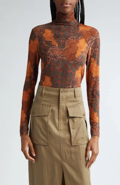 Ulla Johnson Aurelia Turtleneck Stretch Jersey Top In Amber