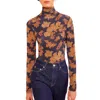 Ulla Johnson Aurelia Jersey Long Sleeve Turtleneck Top In Midnight Lily In Black