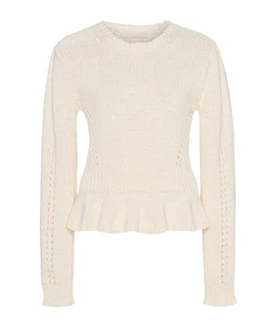 Ulla Johnson Aurelie Long Sleeve Peplum Pullover In Neutral