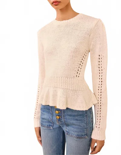 Ulla Johnson Aurelie Long Sleeve Peplum Pullover Sweater In Cowrie In Gold