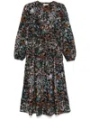 Ulla Johnson Aurelie Ruffled Cotton Midi Dress In Black