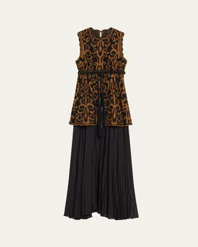 Ulla Johnson Auryn Appliqué Sleeveless Midi Dress In Brown
