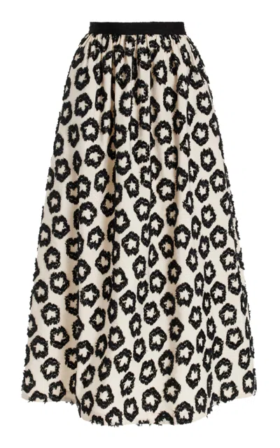 Shop Ulla Johnson Auryn Fil Coupe Taffeta Maxi Skirt In Black,white