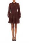 Ulla Johnson Ava Long Sleeve Mini Dress In Mahogany In Brown