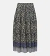 Ulla Johnson Avia Pleated Cotton-blend Midi Skirt In Blue