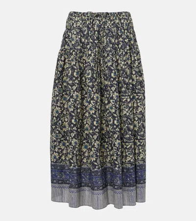 ULLA JOHNSON AVIA PLEATED COTTON-BLEND MIDI SKIRT