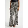 Ulla Johnson Aviva Printed Silk Crepe De Chine Wide-leg Pants In Black