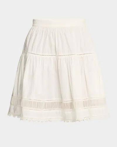 Ulla Johnson Ayla Scalloped Lace-inset Cotton Mini Skirt In Cowrie