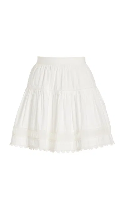 Ulla Johnson Ayla Tiered Cotton Midi Skirt In White