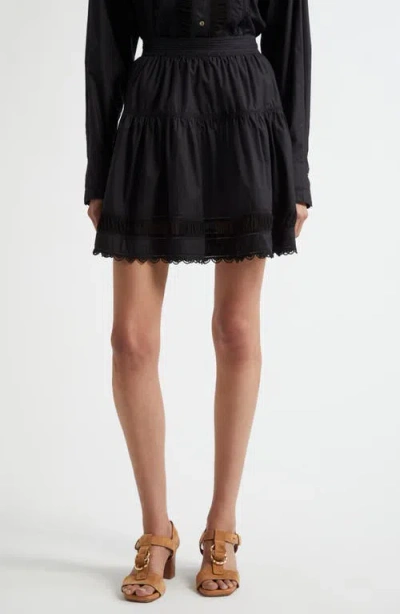 Ulla Johnson Ayla Tiered Cotton Skirt In Noir