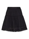 Ulla Johnson Ayla Scalloped Lace-inset Cotton Mini Skirt In Black