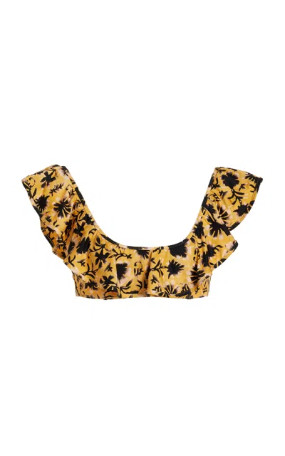 Ulla Johnson Azores Ruffled Bikini Top In Print