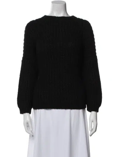 Pre-owned Ulla Johnson Baby Alpaca Bateau Neckline Sweater In Black