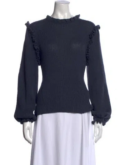 Pre-owned Ulla Johnson Baby Alpaca Crew Neck Sweater In Blue