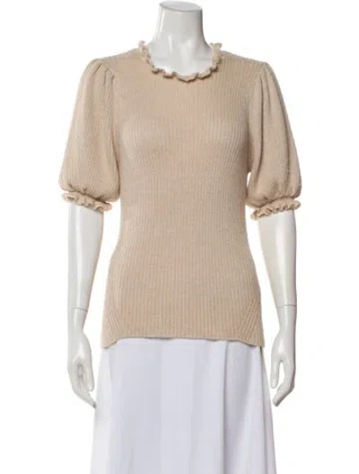 Pre-owned Ulla Johnson Baby Alpaca Crew Neck Sweater In Brown