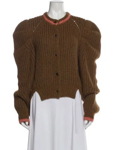 Pre-owned Ulla Johnson Baby Alpaca Crew Neck Sweater In Brown