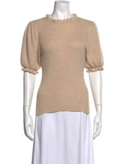 Pre-owned Ulla Johnson Baby Alpaca Crew Neck Sweater In Brown