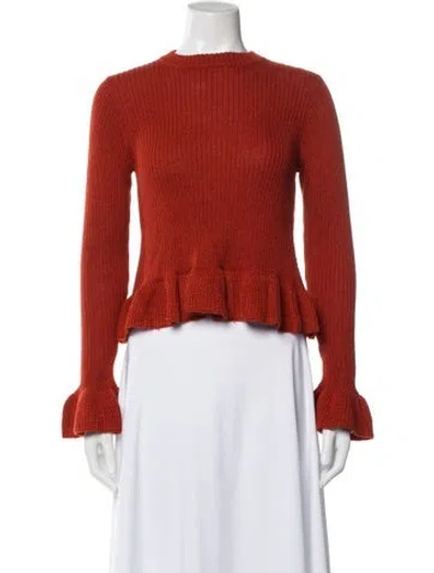 Pre-owned Ulla Johnson Baby Alpaca Crew Neck Sweater In Orange