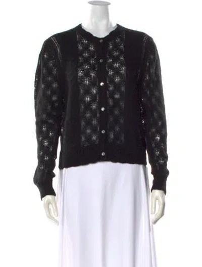 Pre-owned Ulla Johnson Baby Alpaca Lace Pattern Sweater In Black