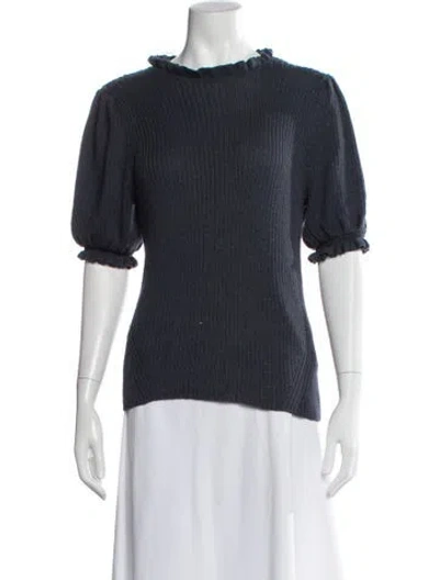 Pre-owned Ulla Johnson Baby Alpaca Mock Neck Sweater In Blue