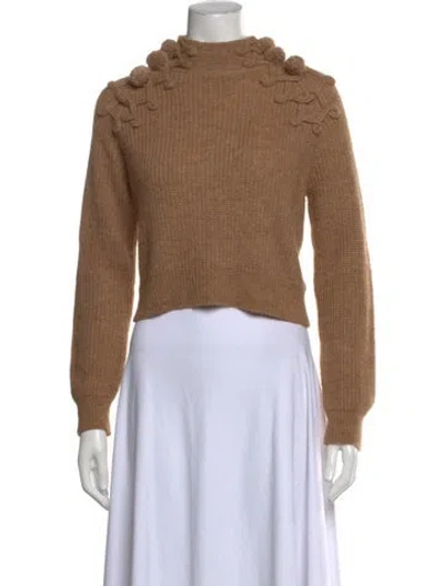 Pre-owned Ulla Johnson Baby Alpaca Mock Neck Sweater In Brown