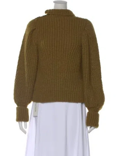 Pre-owned Ulla Johnson Baby Alpaca Mock Neck Sweater In Green