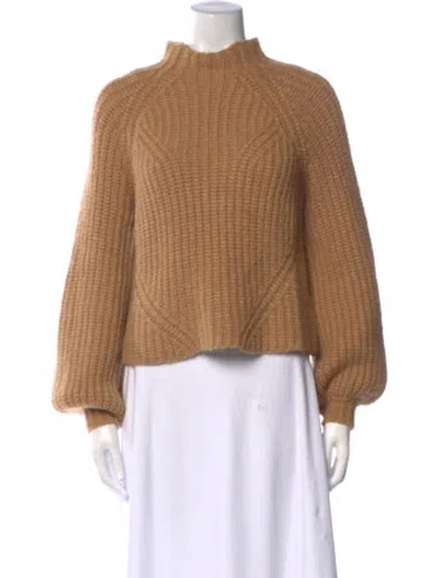 Pre-owned Ulla Johnson Baby Alpaca Mock Neck Sweater In Neutral