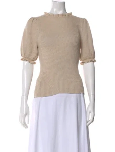 Pre-owned Ulla Johnson Baby Alpaca Mock Neck Sweater In Neutral