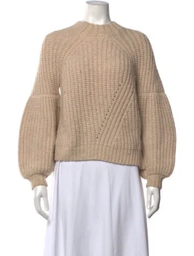 Pre-owned Ulla Johnson Baby Alpaca Mock Neck Sweater In Neutrals