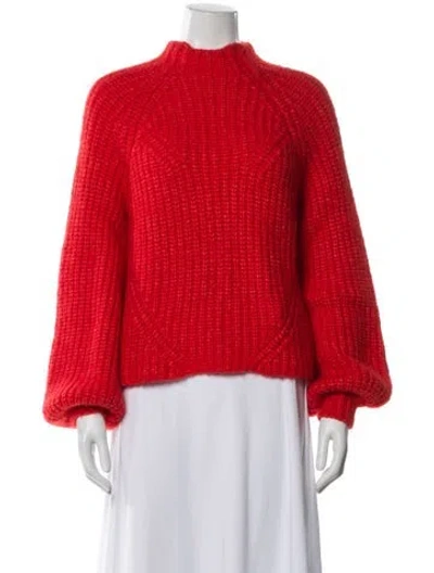 Pre-owned Ulla Johnson Baby Alpaca Mock Neck Sweater In Red