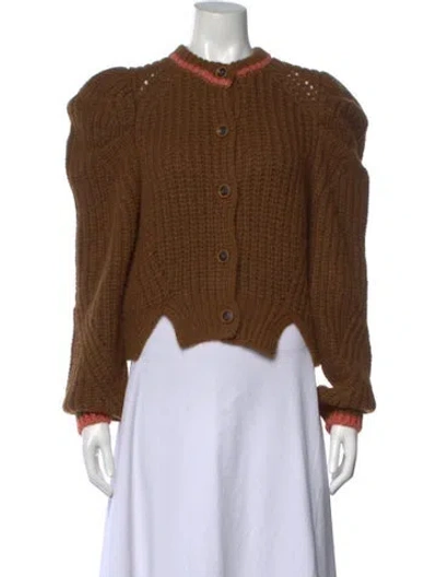 Pre-owned Ulla Johnson Baby Alpaca Open Front Sweater In Brown