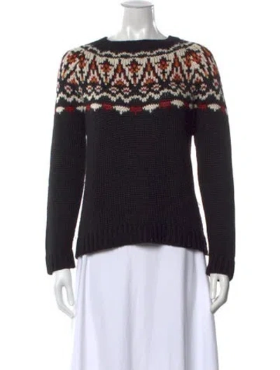 Pre-owned Ulla Johnson Baby Alpaca Patterned Sweater In Black