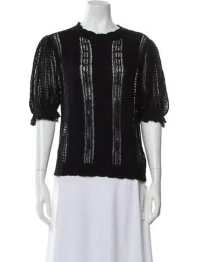 Pre-owned Ulla Johnson Baby Alpaca Patterned Sweater In Black