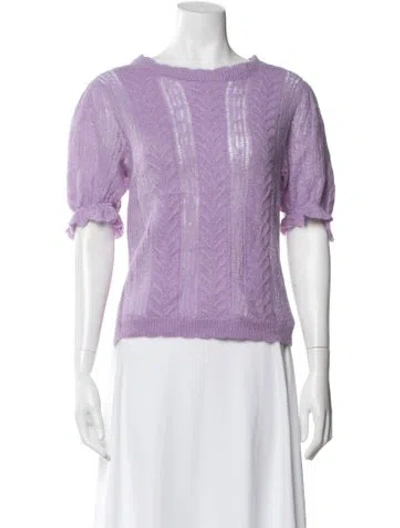 Pre-owned Ulla Johnson Baby Alpaca Patterned Top In Purple
