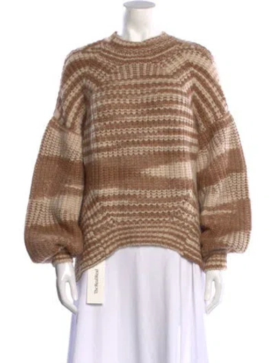 Pre-owned Ulla Johnson Baby Alpaca Striped Sweater In Brown