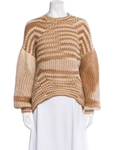 Pre-owned Ulla Johnson Baby Alpaca Striped Sweater In Brown