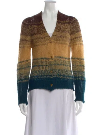 Pre-owned Ulla Johnson Baby Alpaca Striped Sweater In Brown