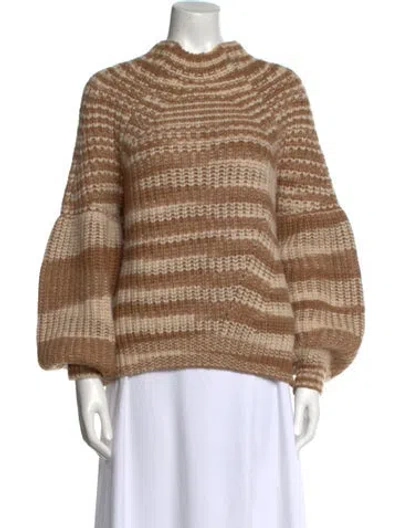 Pre-owned Ulla Johnson Baby Alpaca Striped Sweater In Neutral