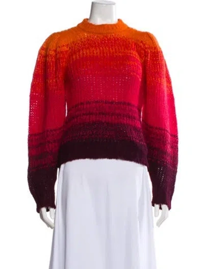 Pre-owned Ulla Johnson Baby Alpaca Striped Sweater In Orange